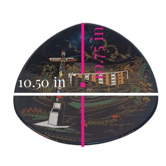 Longwy France Le Totem Automne Enamel Plate Triangular Black Ceramic Wall Decor - Picture 2 of 7